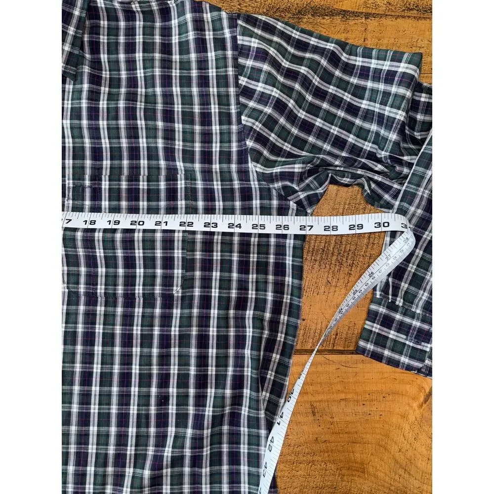 Mens Sutter & Grant Green Navy Plaid Long Sleeve Button Down Shirt Pocket XLT - Picture 6 of 7